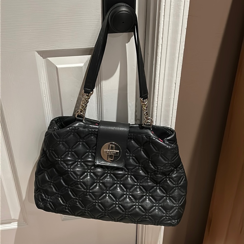 Kate Spade black leather quilted purse